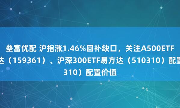 垒富优配 沪指涨1.46%回补缺口,关注A500ETF易方达(159361)、沪深300ETF易方达(510310)配置价值