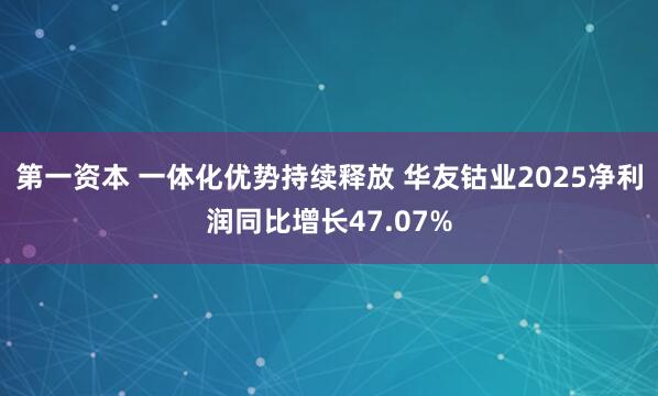 第一资本 一体化优势持续释放 华友钴业2025净利润同比增长47.07%